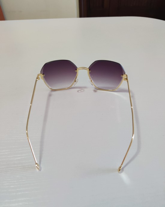 Rimless Trimmed Round Sunglasses